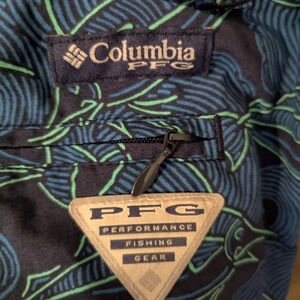 Men's Columbia PFG Navy and Lime Swim Trunks